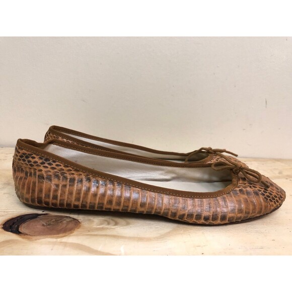 BIMBA & LOLA WOMEN BROWN TEXTURED LEATHER BALLET FLATS SHOES  SIZE EUR 41 M - Picture 1 of 12